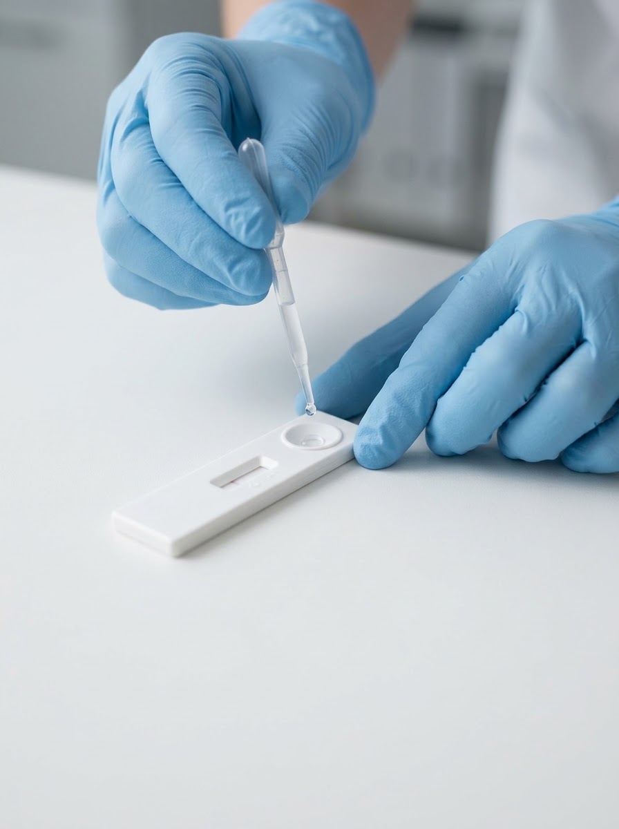 Adding buffer solution to the lateral flow device
